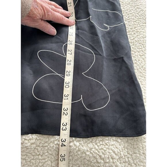 MADEWELL Erika Cupro Shift Mini Dress Long Bell Sleeve Black Patterned Size M - Picture 11 of 14